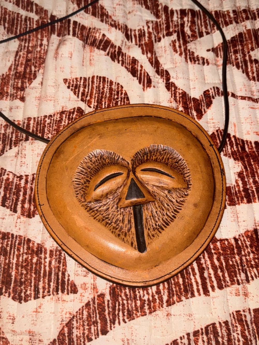 Artwear by Robbie Handcrafted Brown Leather African Tribe Pouch